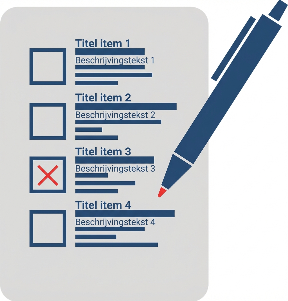 Illustratie van een toestemmingsformulier met een pen die een vakje rood heeft aangevinkt.