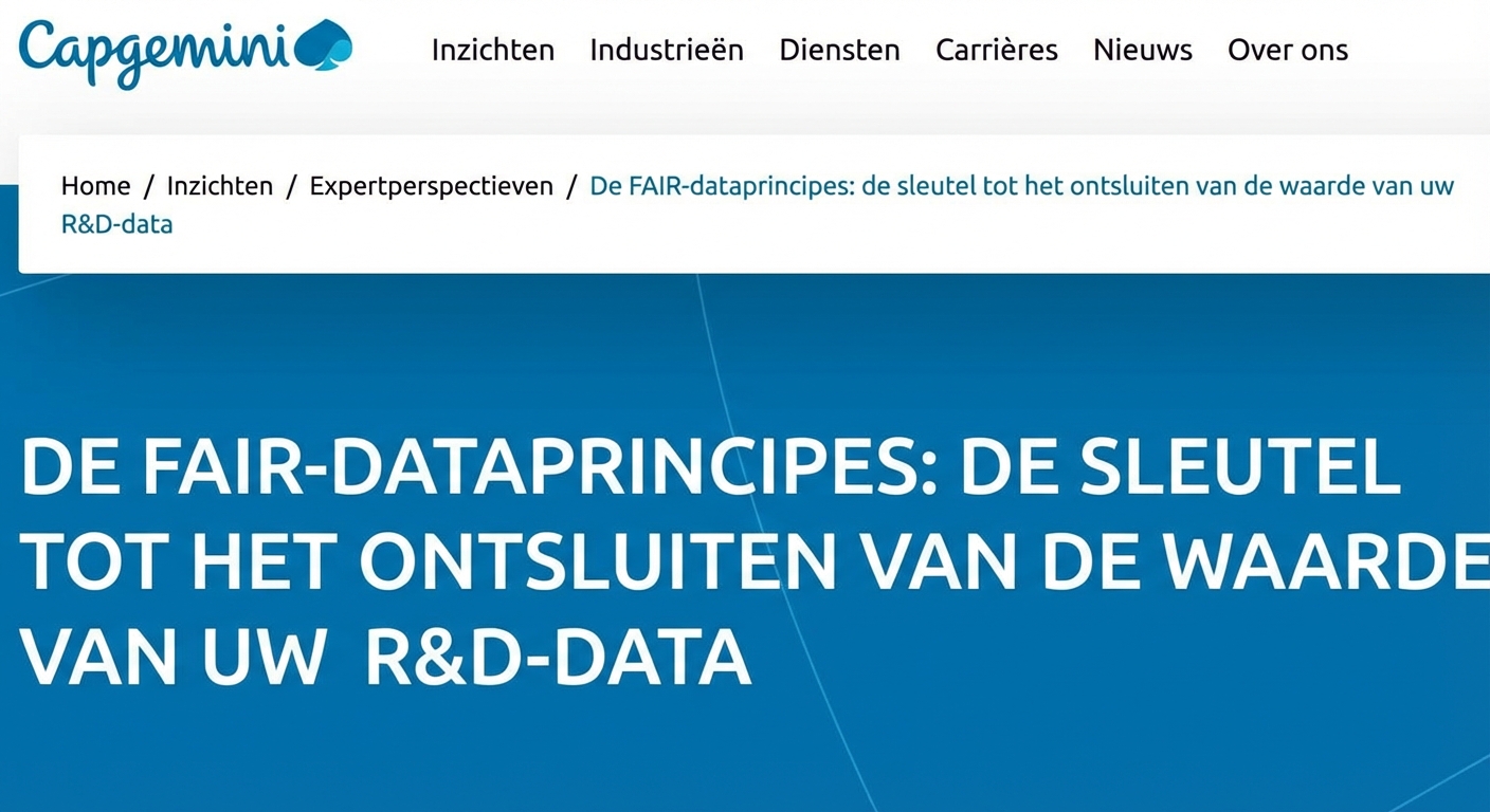 Schermafbeelding van Capgemini’s inzet voor FAIR-principes.