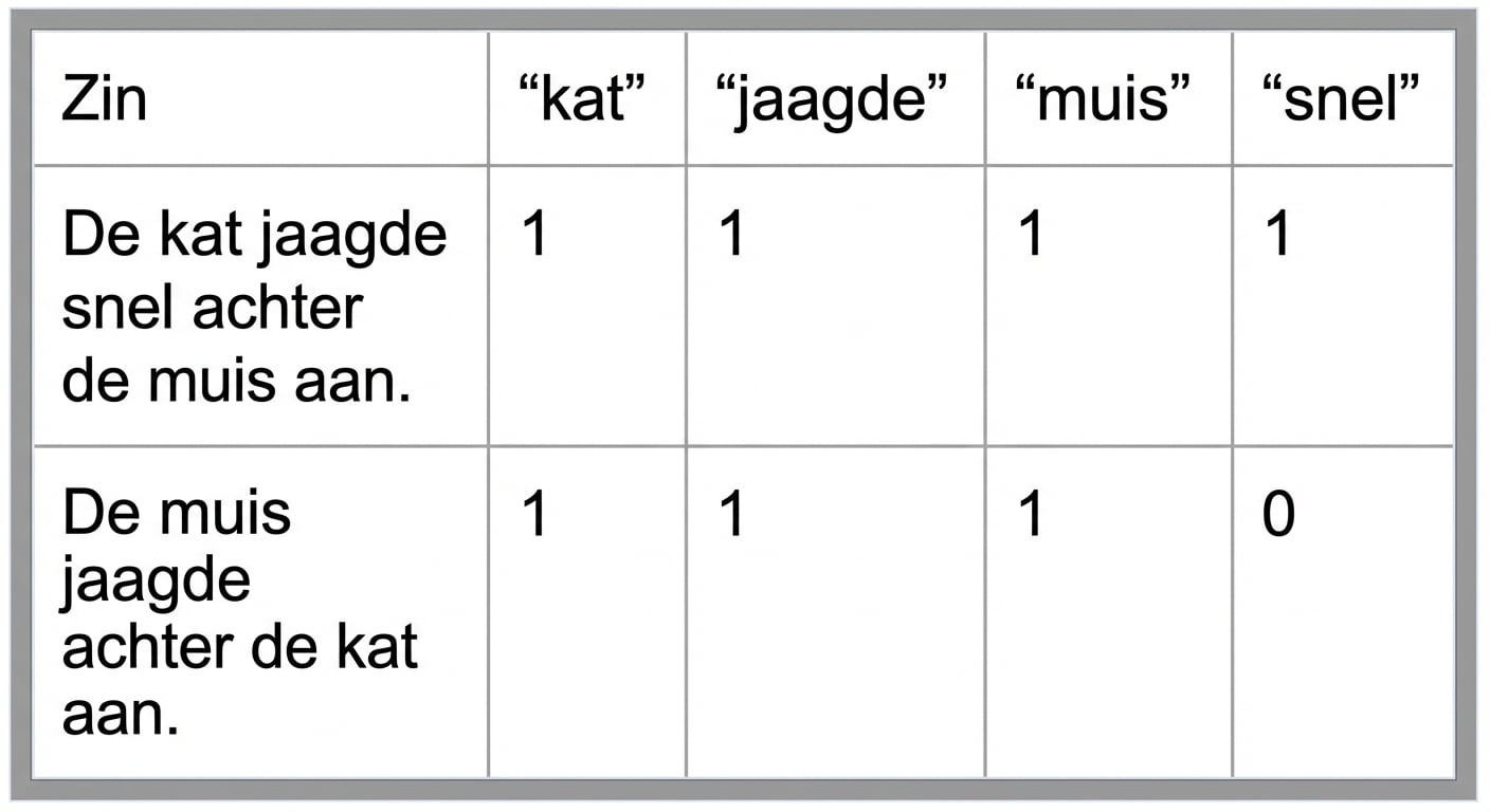 Een matrix met een bag-of-words-representatie