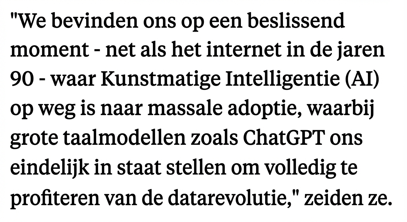 Een krantenkop die de vooruitgang in LLM’s als beslissend moment uitlicht.