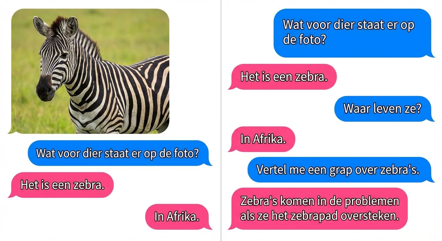 Multimodaal voorbeeld van een LLM met tekst- en beelddata