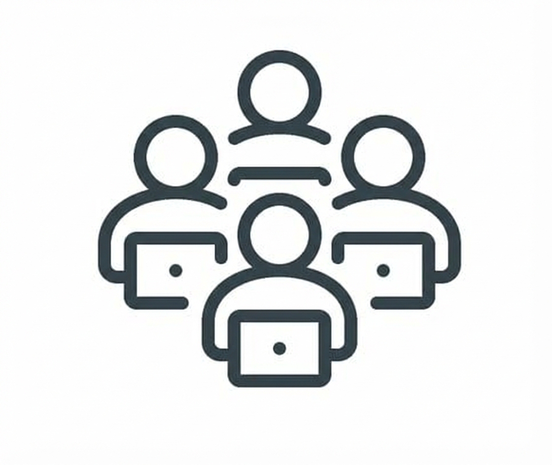 Team dat data labelt achter computers