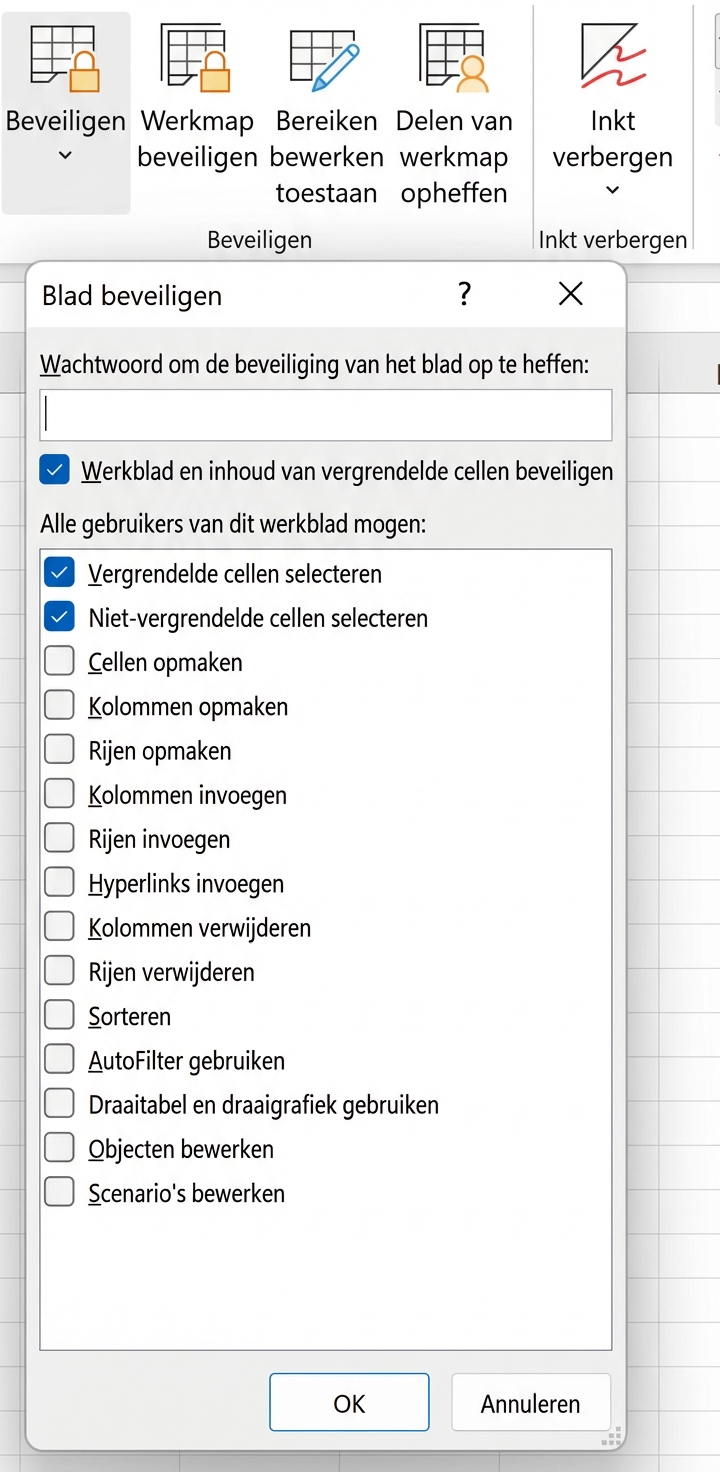Pop-up Blad beveiligen