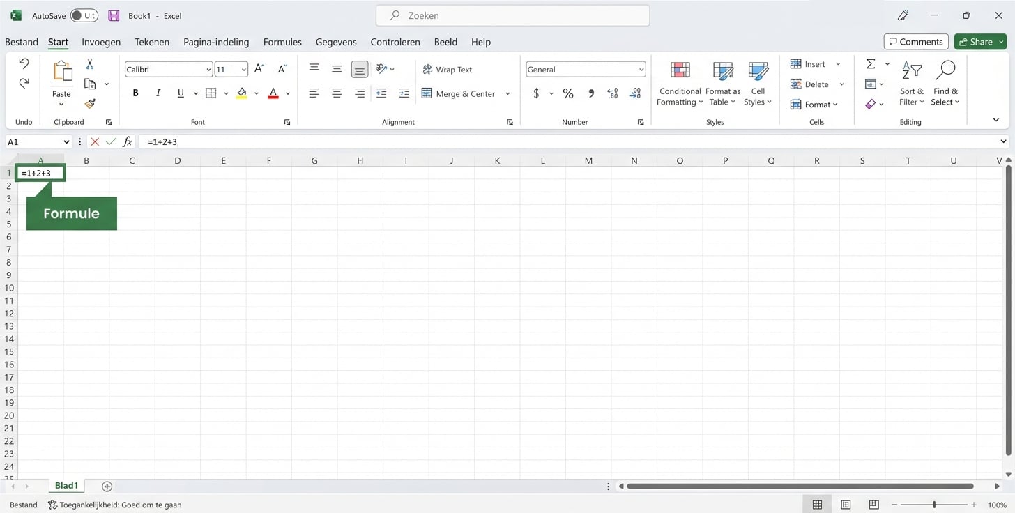 Excel-bestand met een formule gemarkeerd