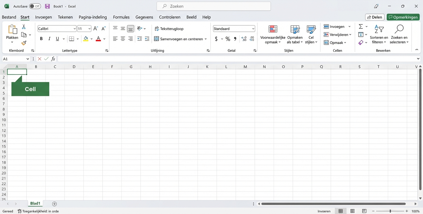 Excel-bestand met een cel gemarkeerd