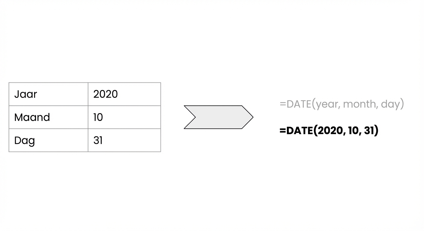 Visuele weergave van hoe datumfuncties werken