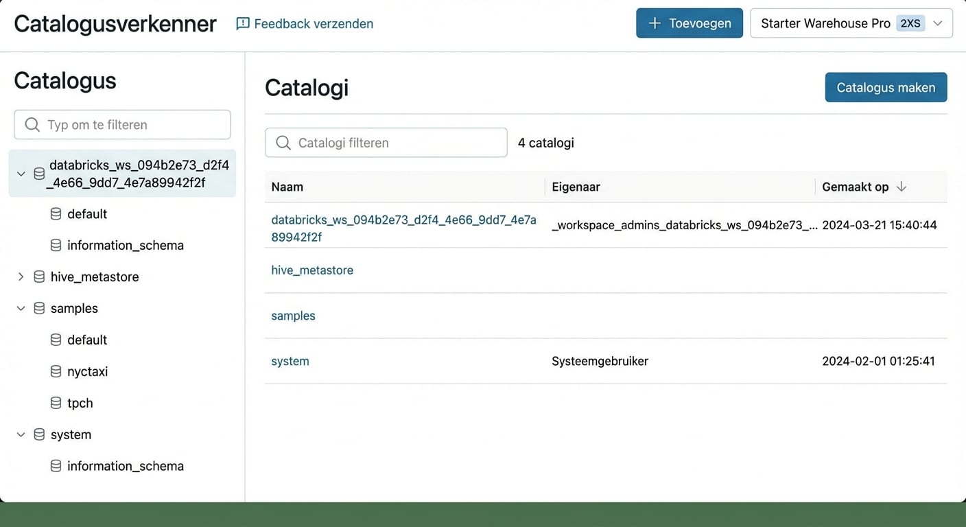 Catalog Explorer-schermafbeelding