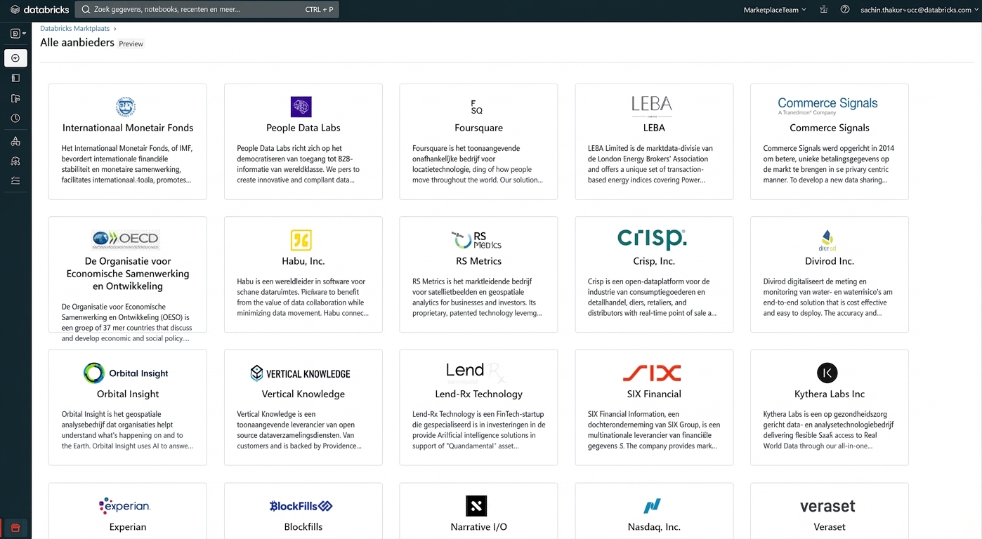 Databricks Marketplace-schermafbeelding