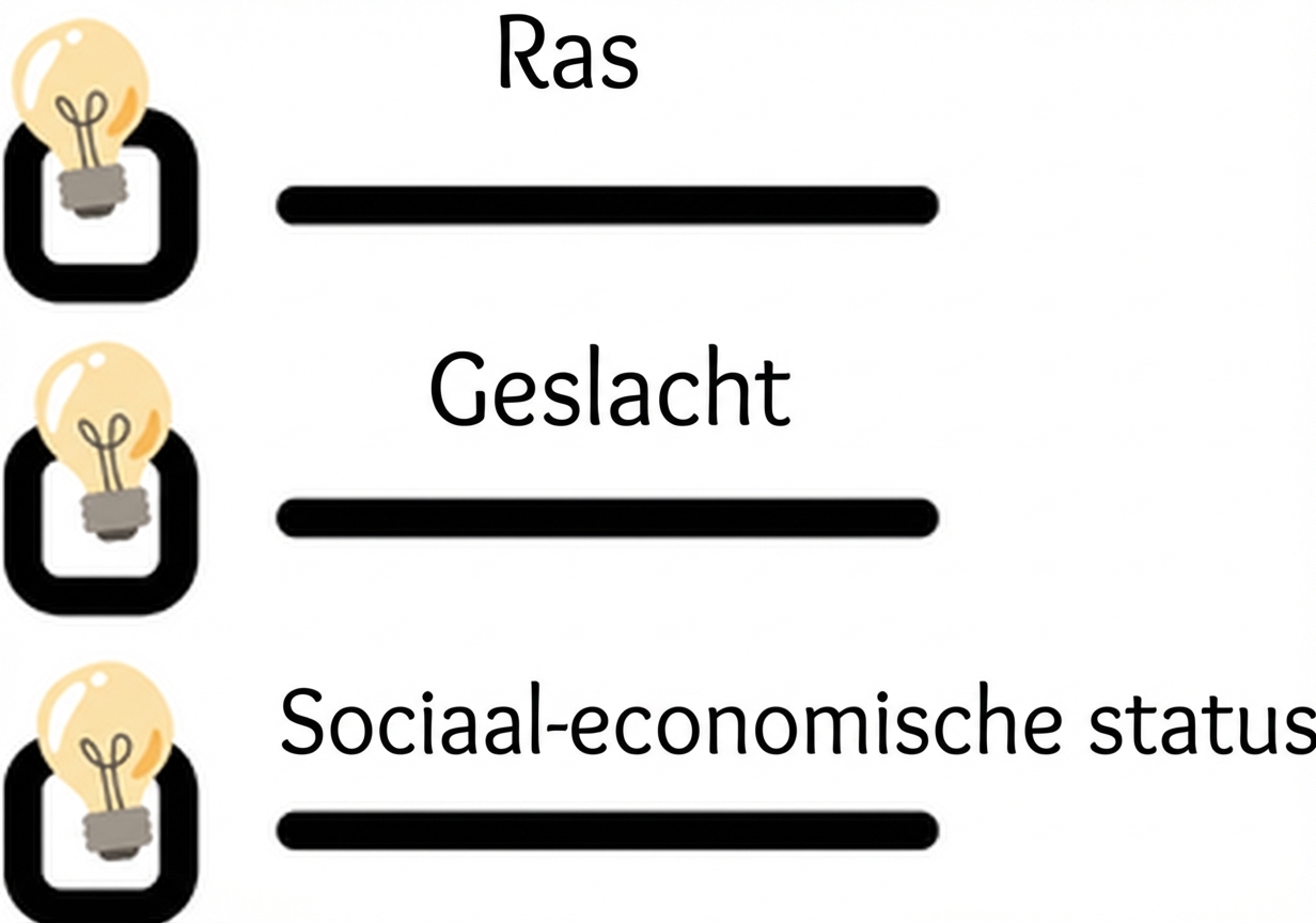 Een checklist met ras, geslacht en sociaaleconomische status.