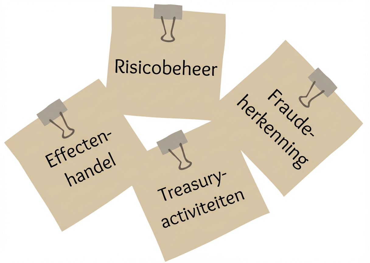 Plakbriefjes die het gebruik van AI in de financiële sector illustreren.
