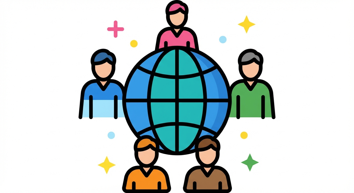 Een pictogram dat de complexiteit van culturele en regionale verschillen symboliseert.