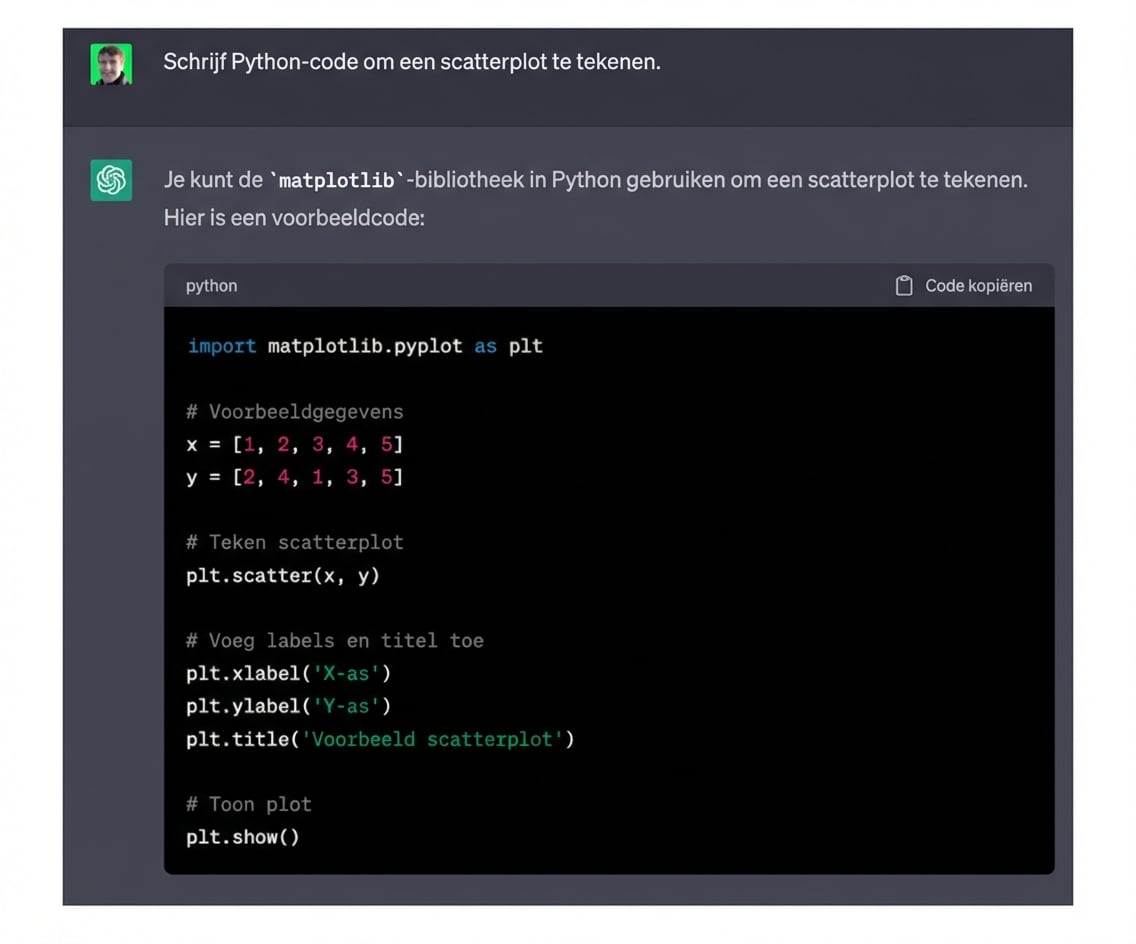 De ChatGPT-webinterface.