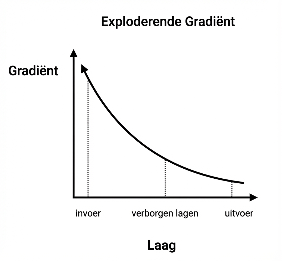 Grafieken met gradiëntgrootte versus laagindex: voor vroege lagen zijn de gradiënten groter
