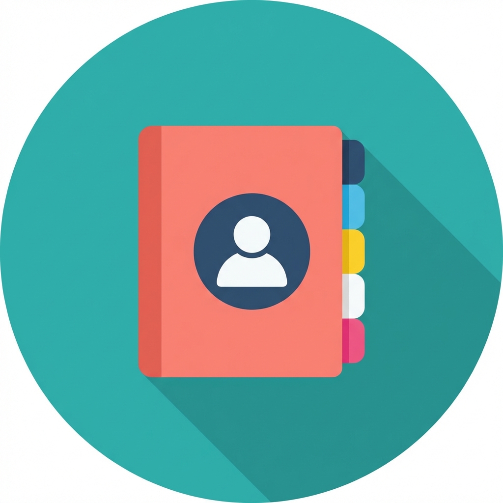 Cartoonafbeelding van een adresboek