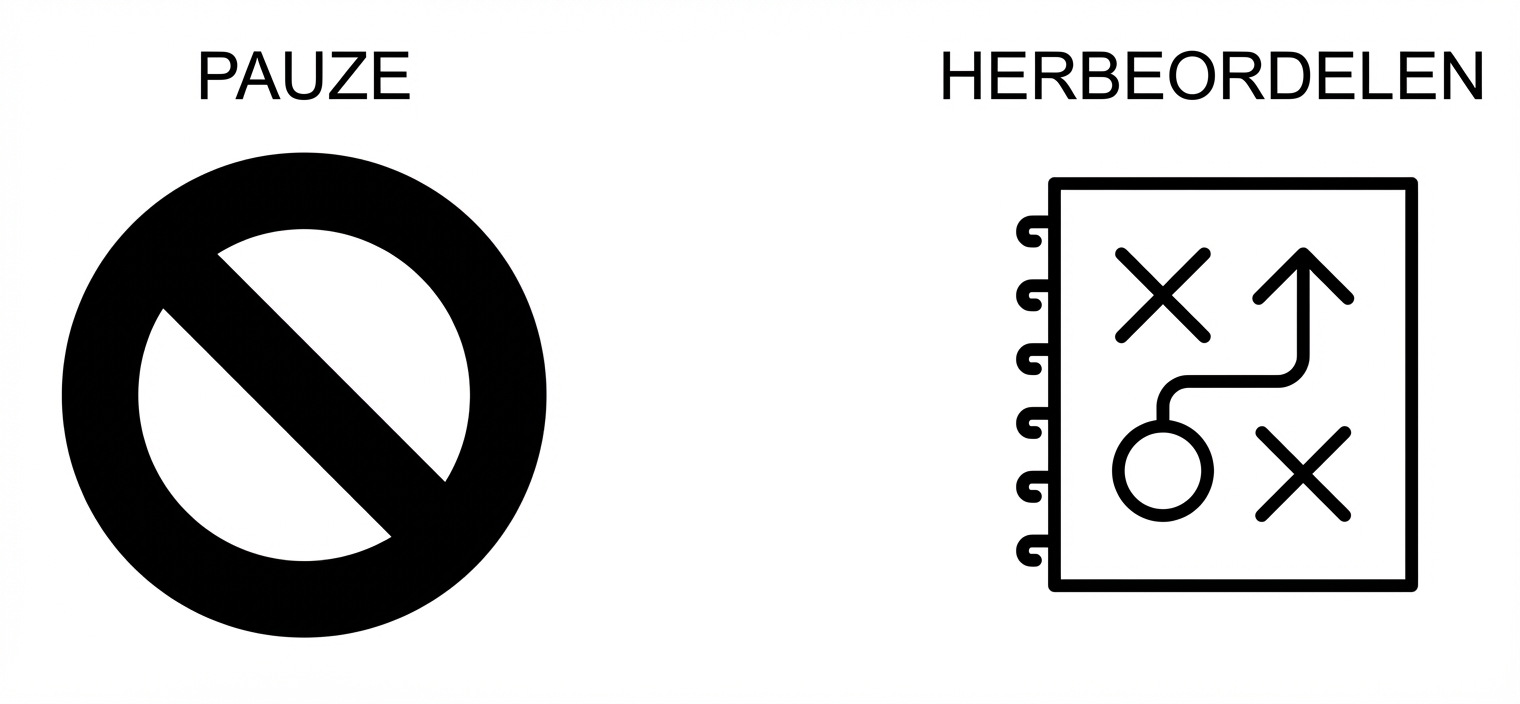 Even stoppen en opnieuw kijken.