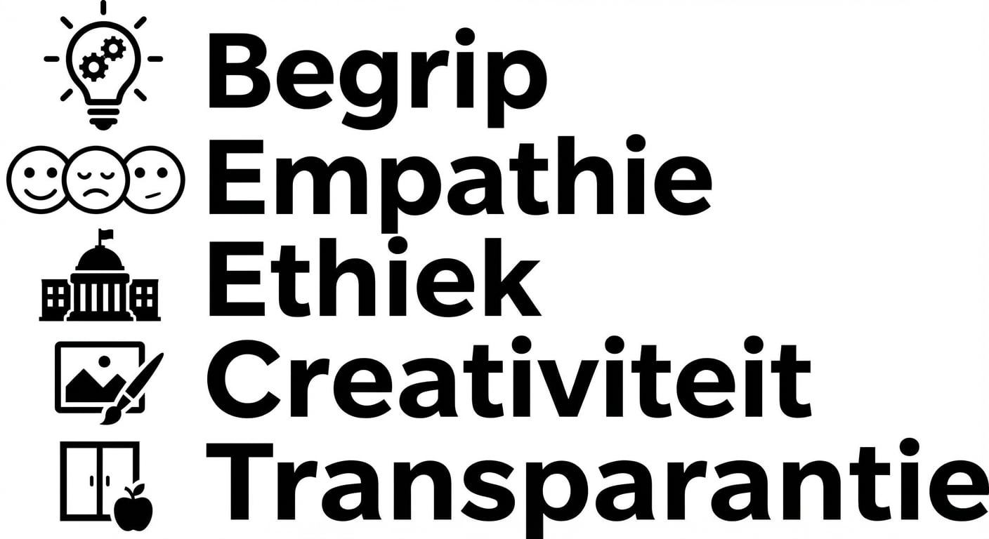 Begrip. Empathie. Ethiek. Creativiteit. Transparantie.