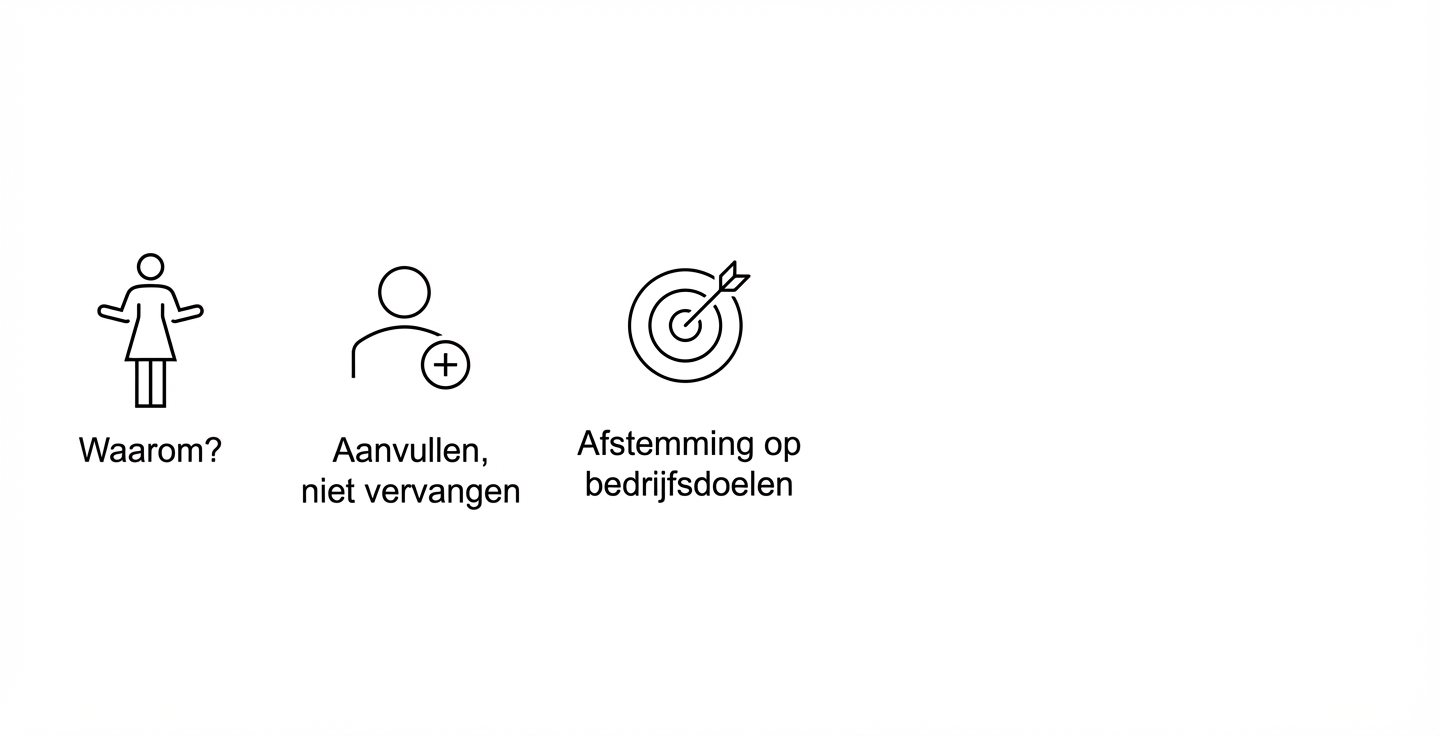 Waarom? Aanvullen, niet vervangen. Afstemming op bedrijfsdoelen.