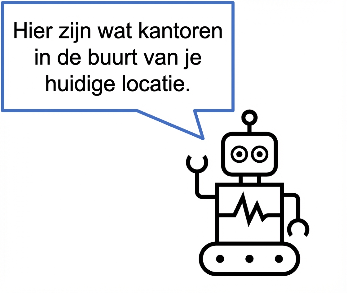 Chatbot die een locatie voorstelt.
