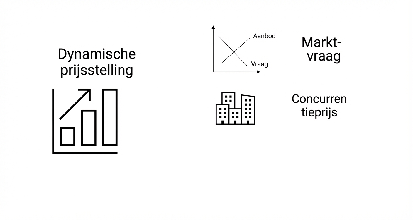 Prijstabel en een grafiek die de marktvraag laat zien. Een grafiek met de prijzen van gebouwen van concurrenten.