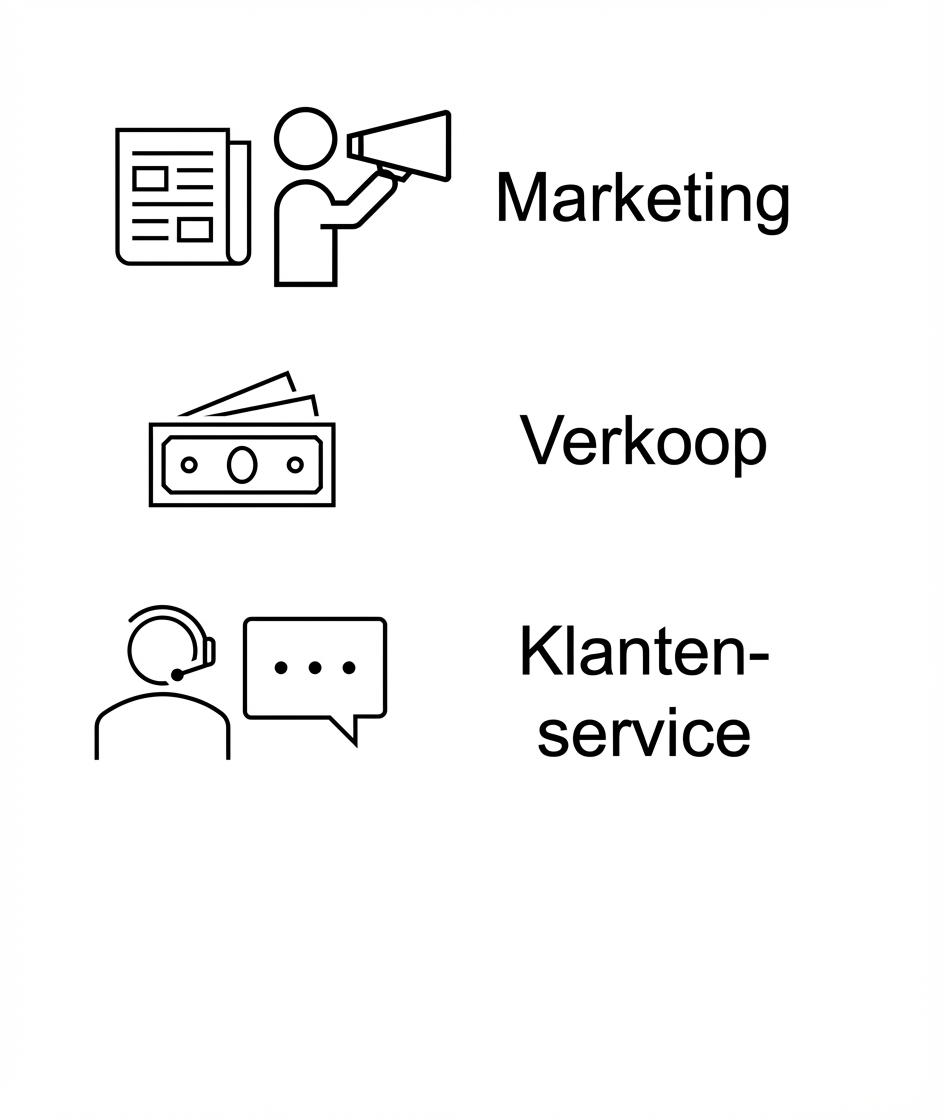 Marketing. Verkoop. Klantenservice.