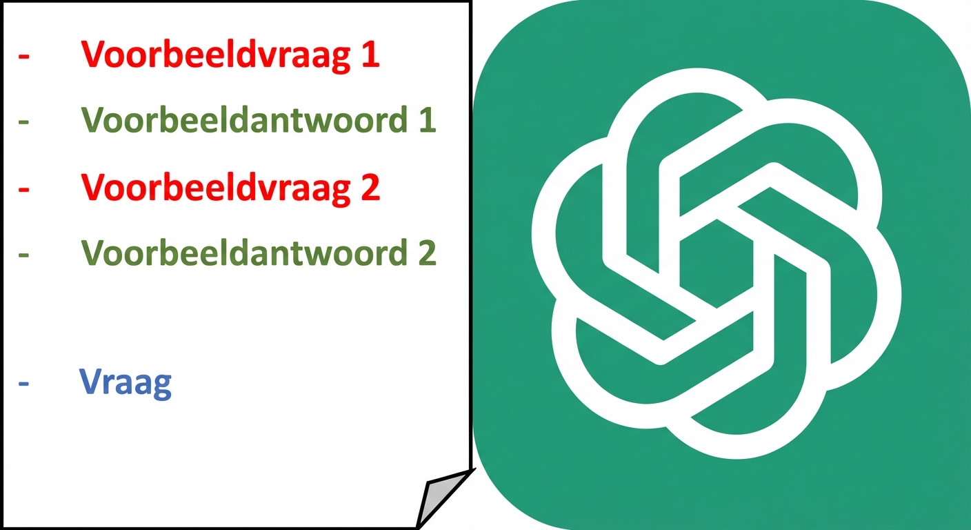 Een visueel diagram van hoe we een few-shot prompt naar de LLM sturen.
