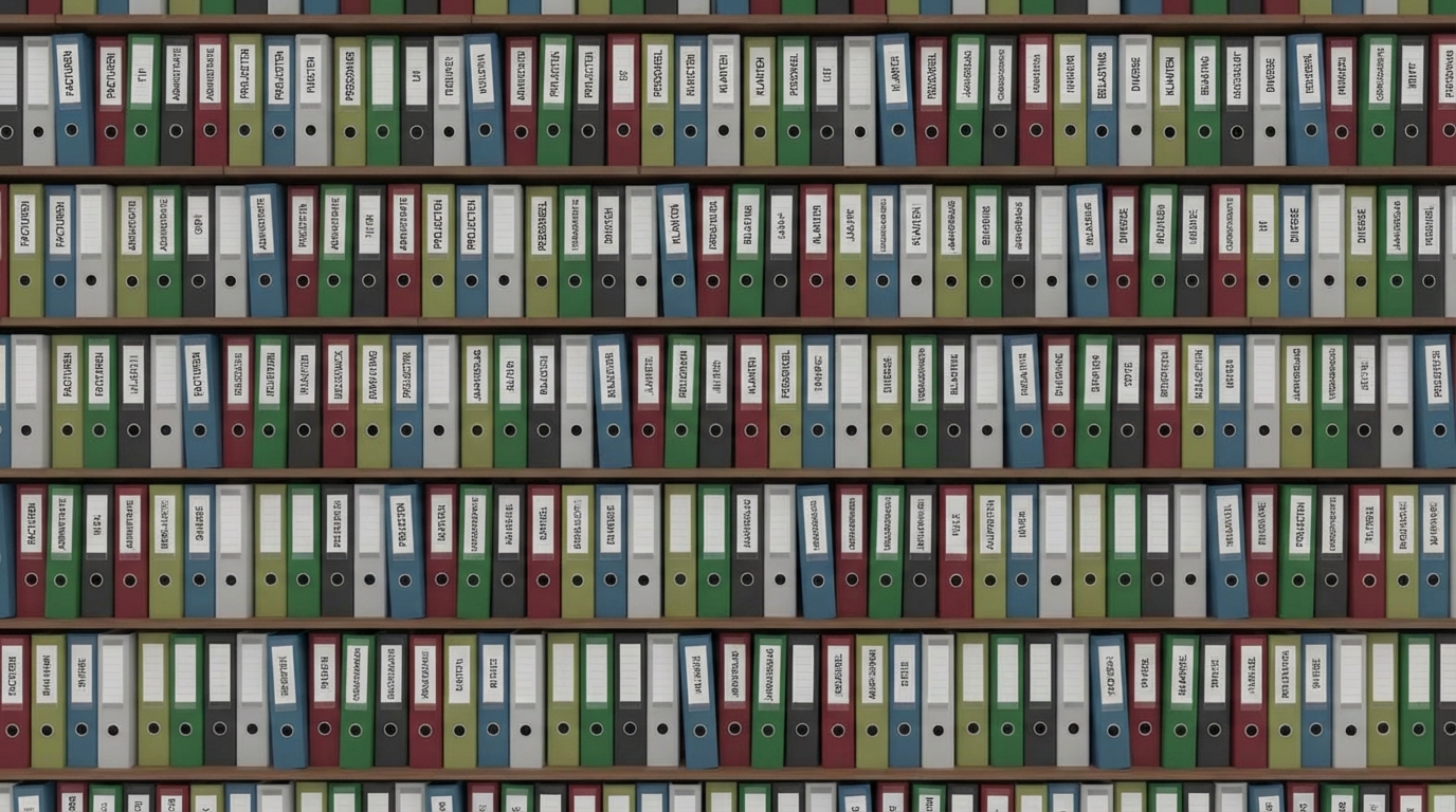 Afbeelding met veel planken met mappen