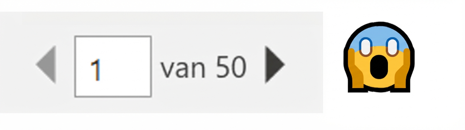 Afdruk van 50 pagina’s en een geschrokken emoticon
