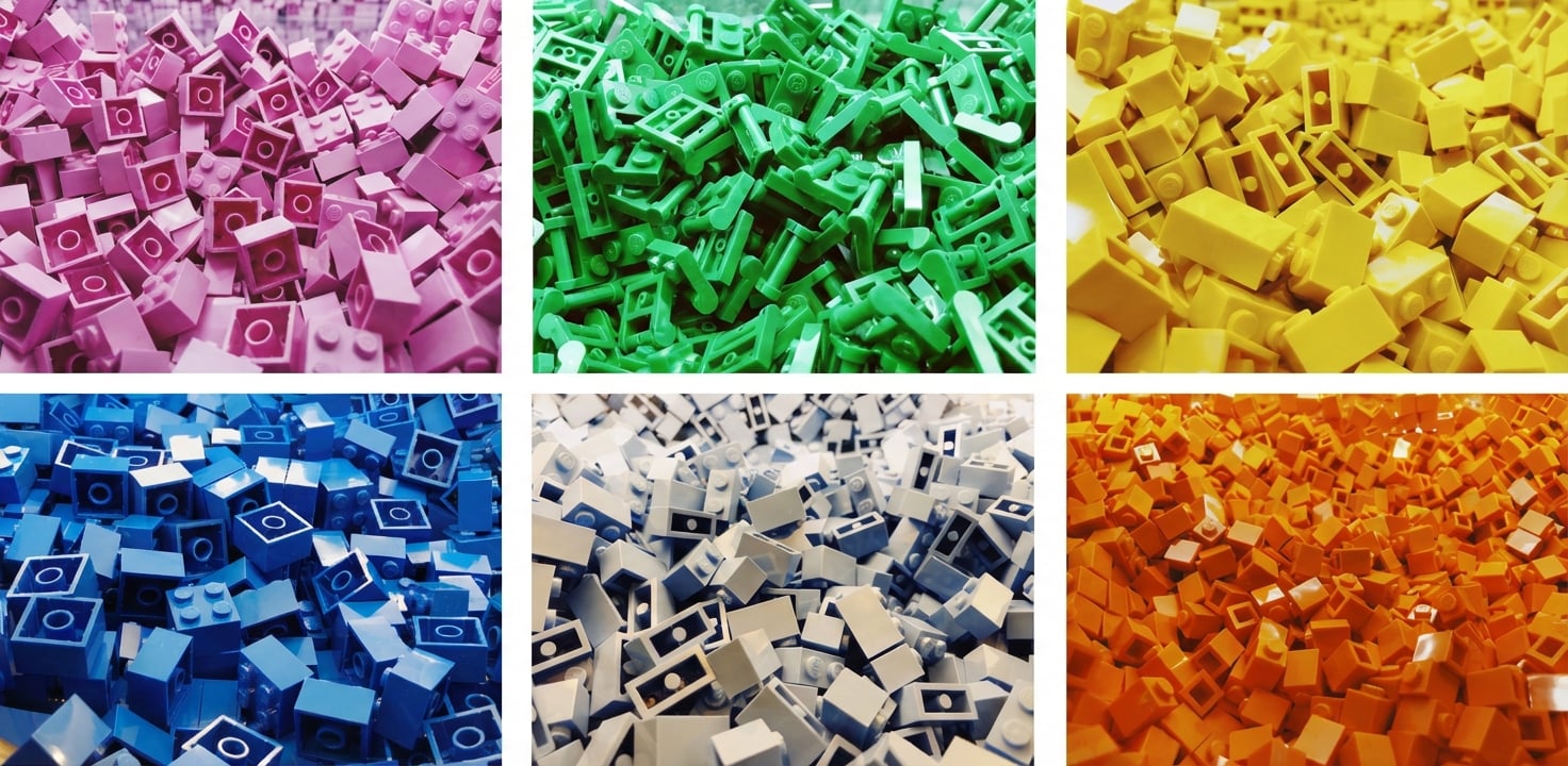 Een afbeelding van een hoop door elkaar liggende Legoblokjes
