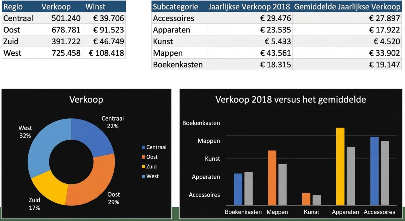 Voorbeelden van tabellen en grafieken bij geaggregeerde data