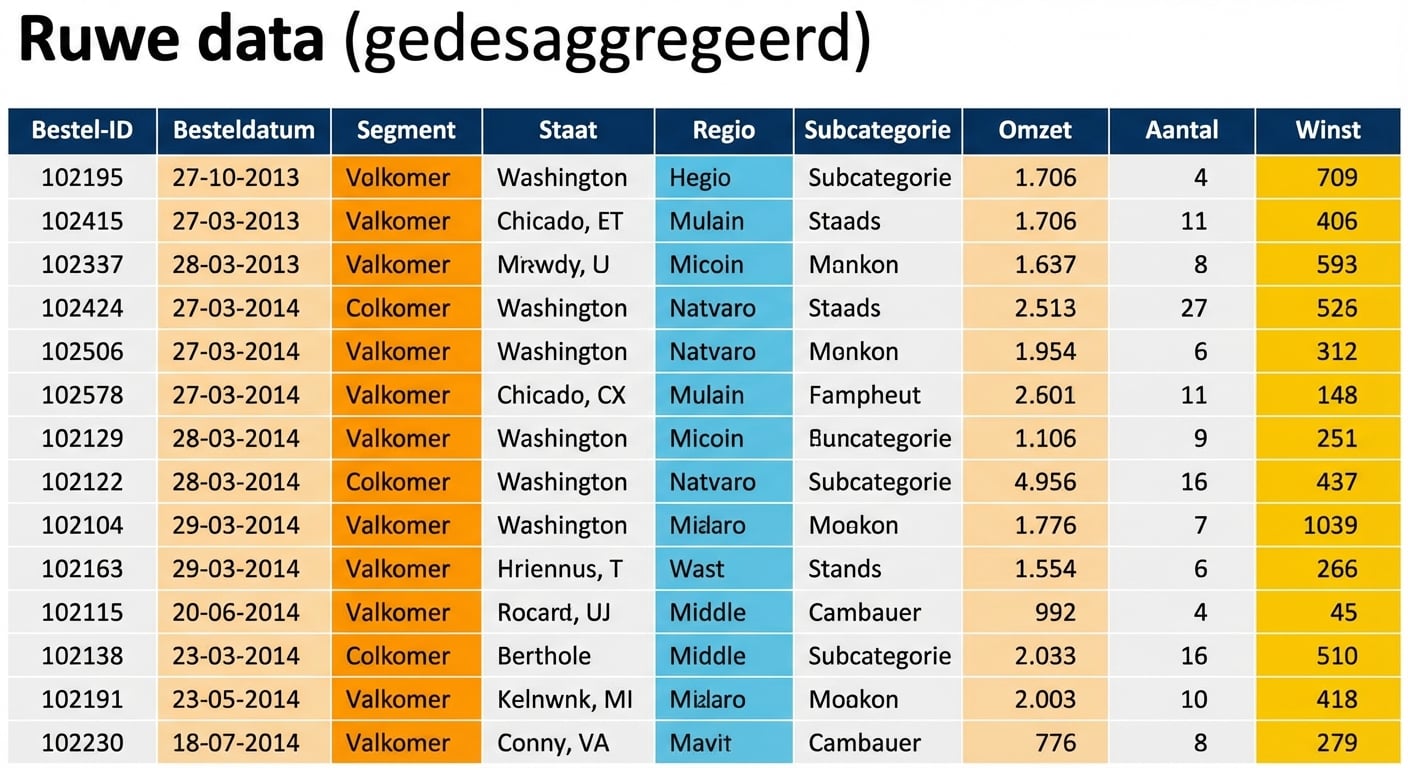 Overzicht van de gedesaggregeerde dataset