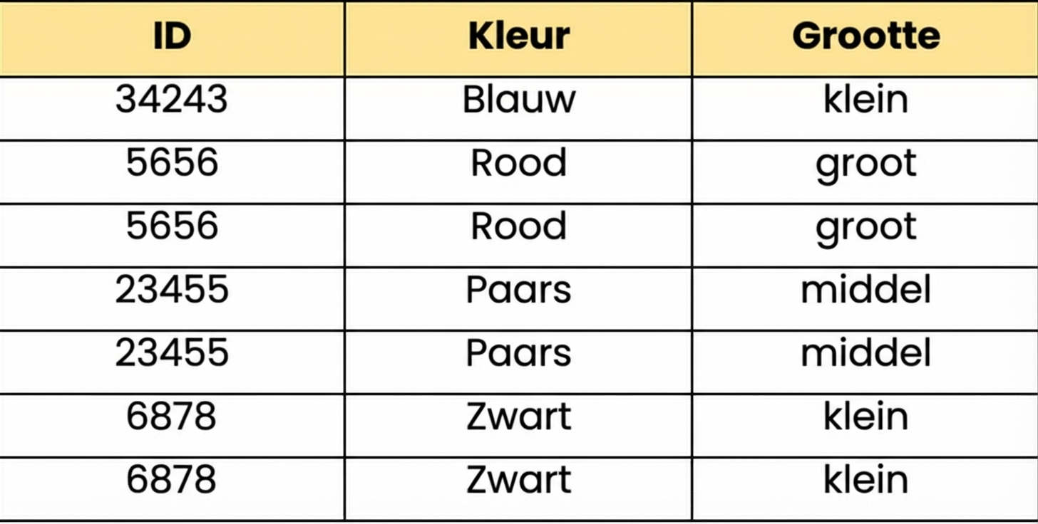 Een tabel met diverse individuele Legoblokjes