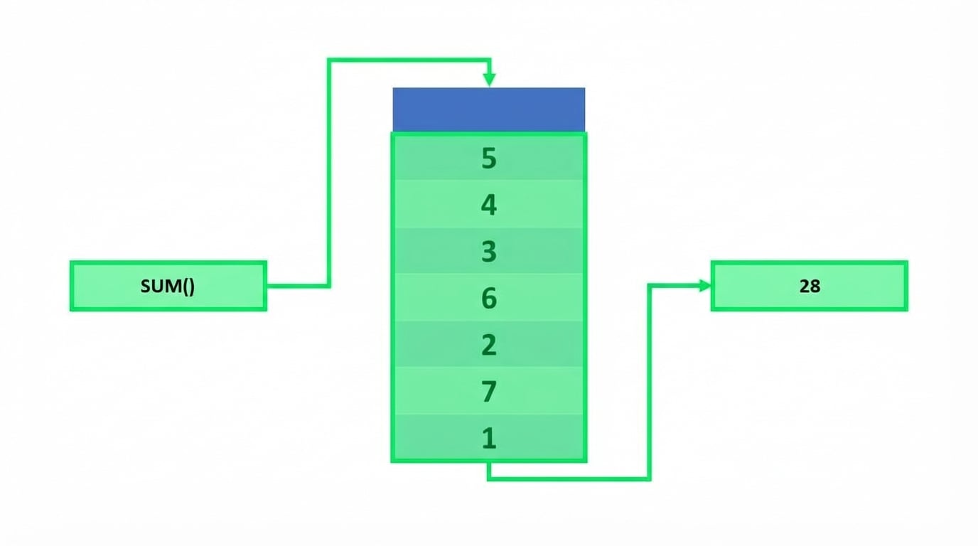 Voorbeeld van een SUM()-functie