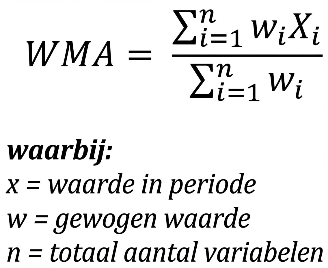 De formule voor een gewogen voortschrijdend gemiddelde