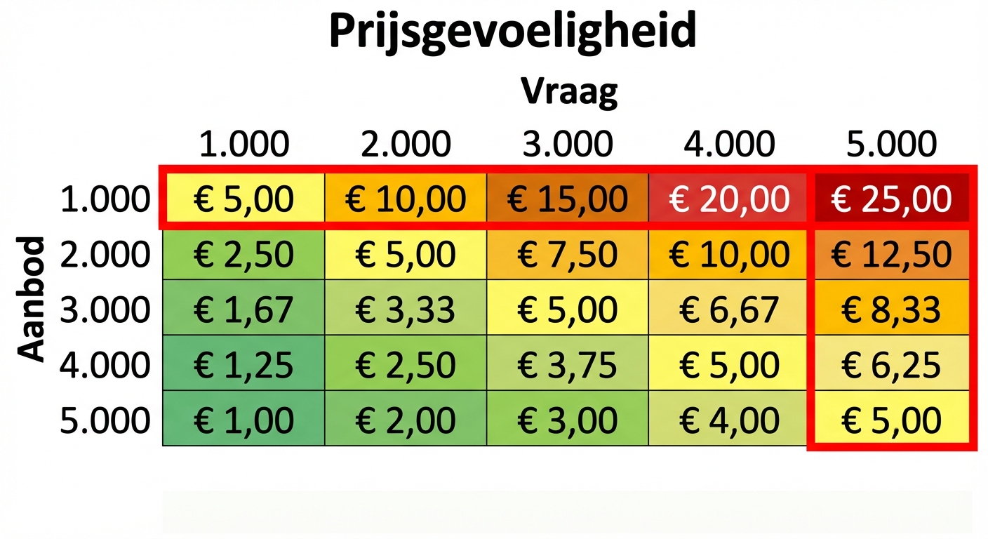Voorbeeld van een gevoeligheidstabel