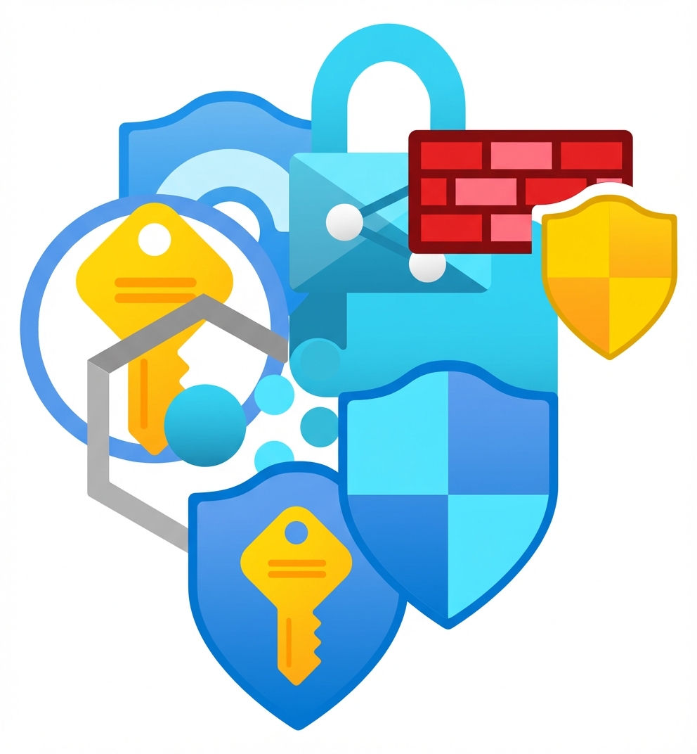 Een collage met meerdere logo's van Azure-services