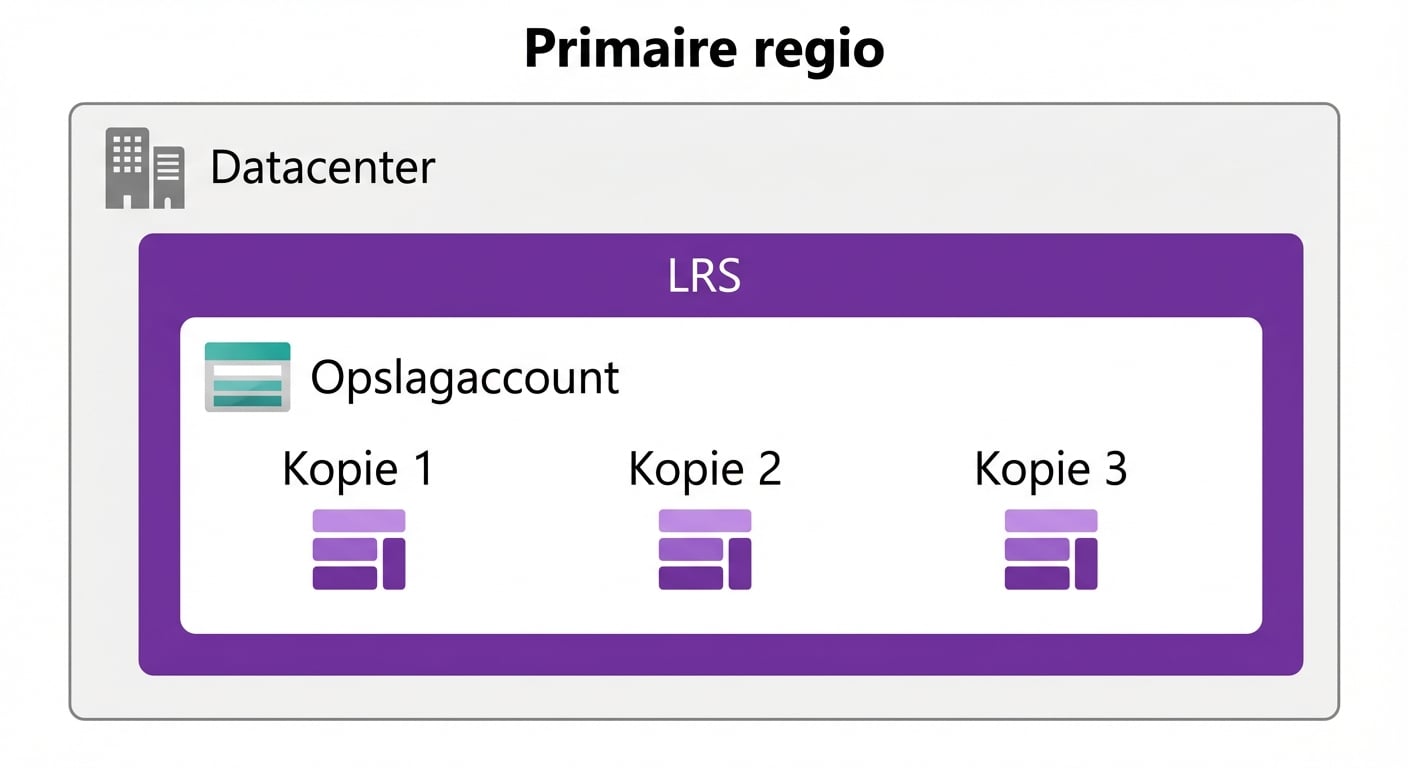 Afbeelding van de indeling van een lokaal redundante opslagconfiguratie