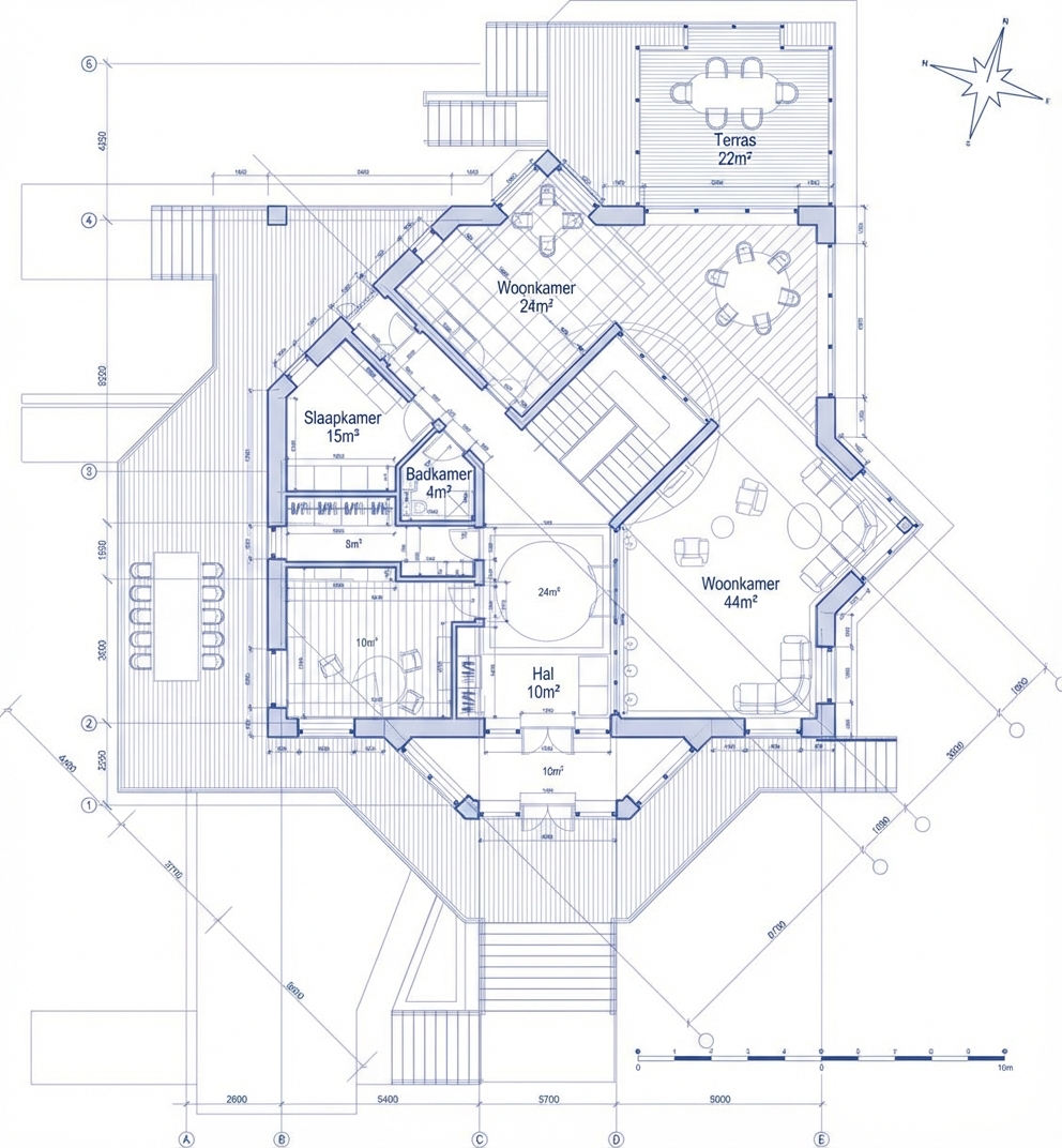Een bouwkundig blauwdrukontwerp