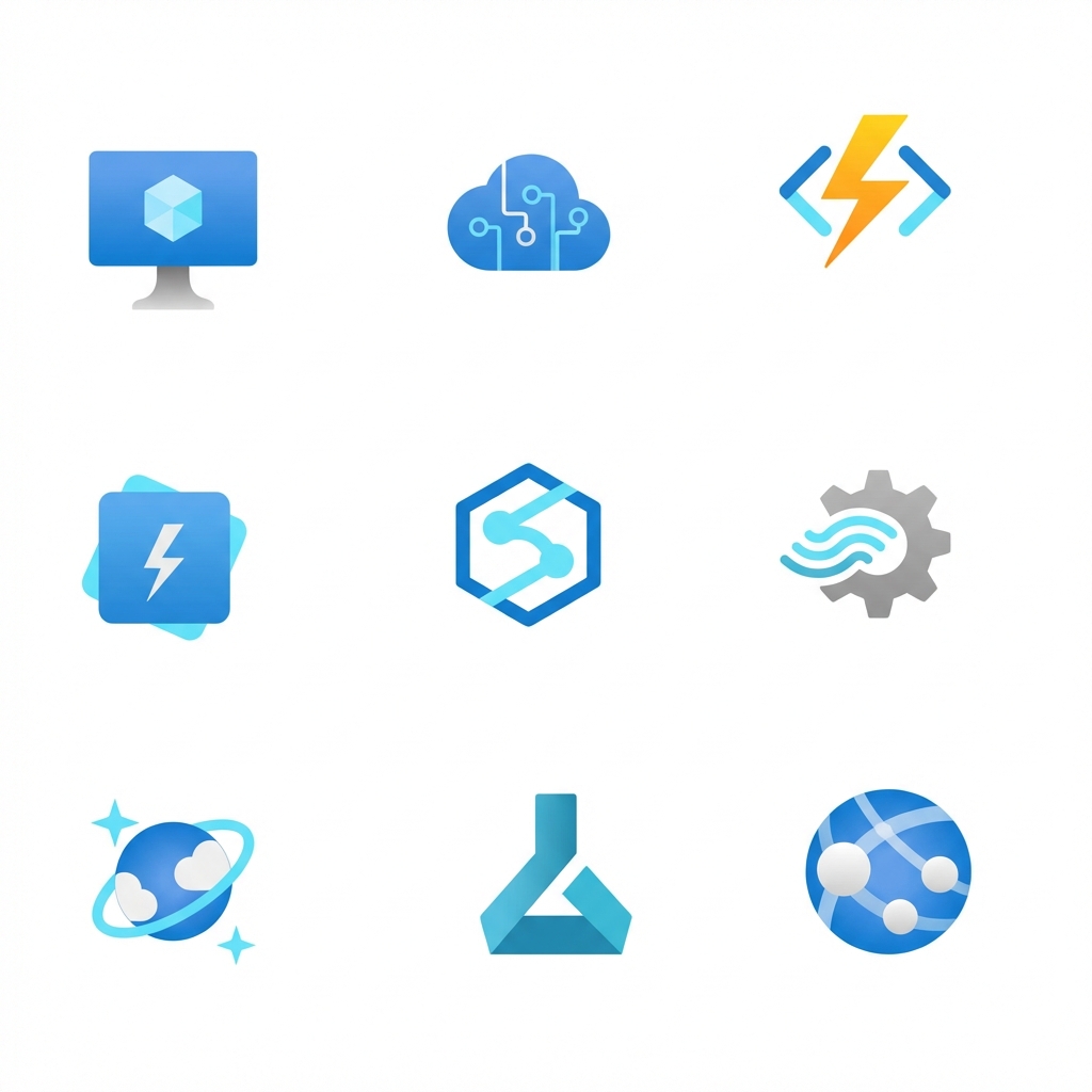 afbeelding met 9 pictogrammen van Azure-services