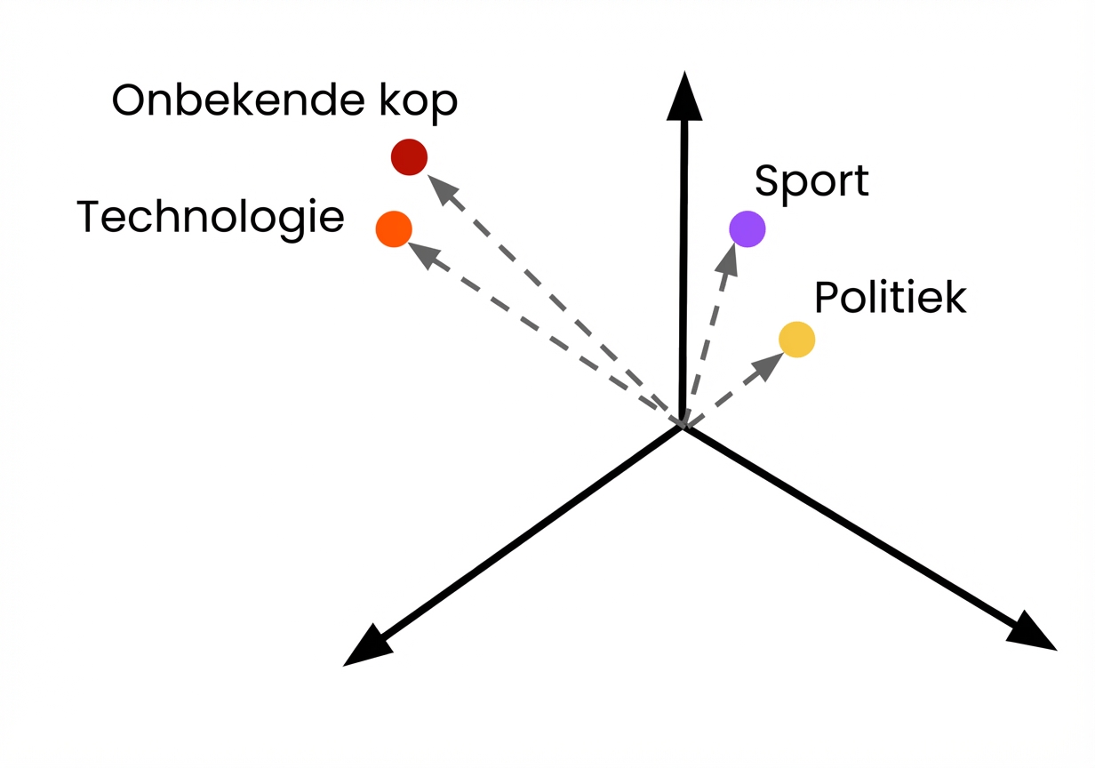 Een onbekende nieuwskop weergegeven als embeddings om die te classificeren.