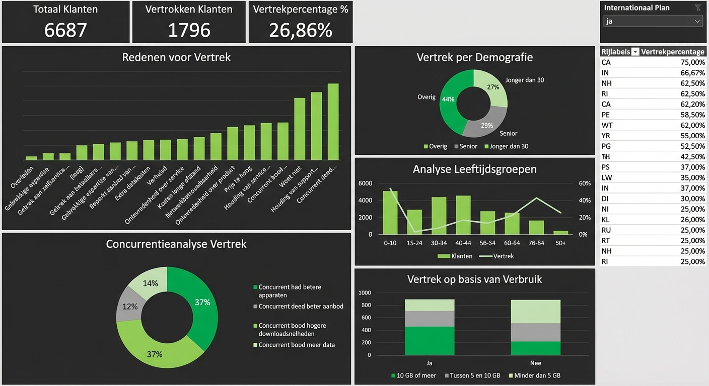 Excel-dashboard gemaakt in de casestudy