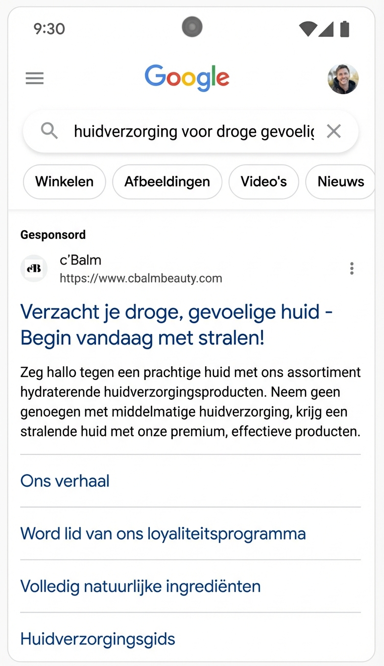 Voorbeeld van Google’s advertentieplatform dat dynamisch personaliseert