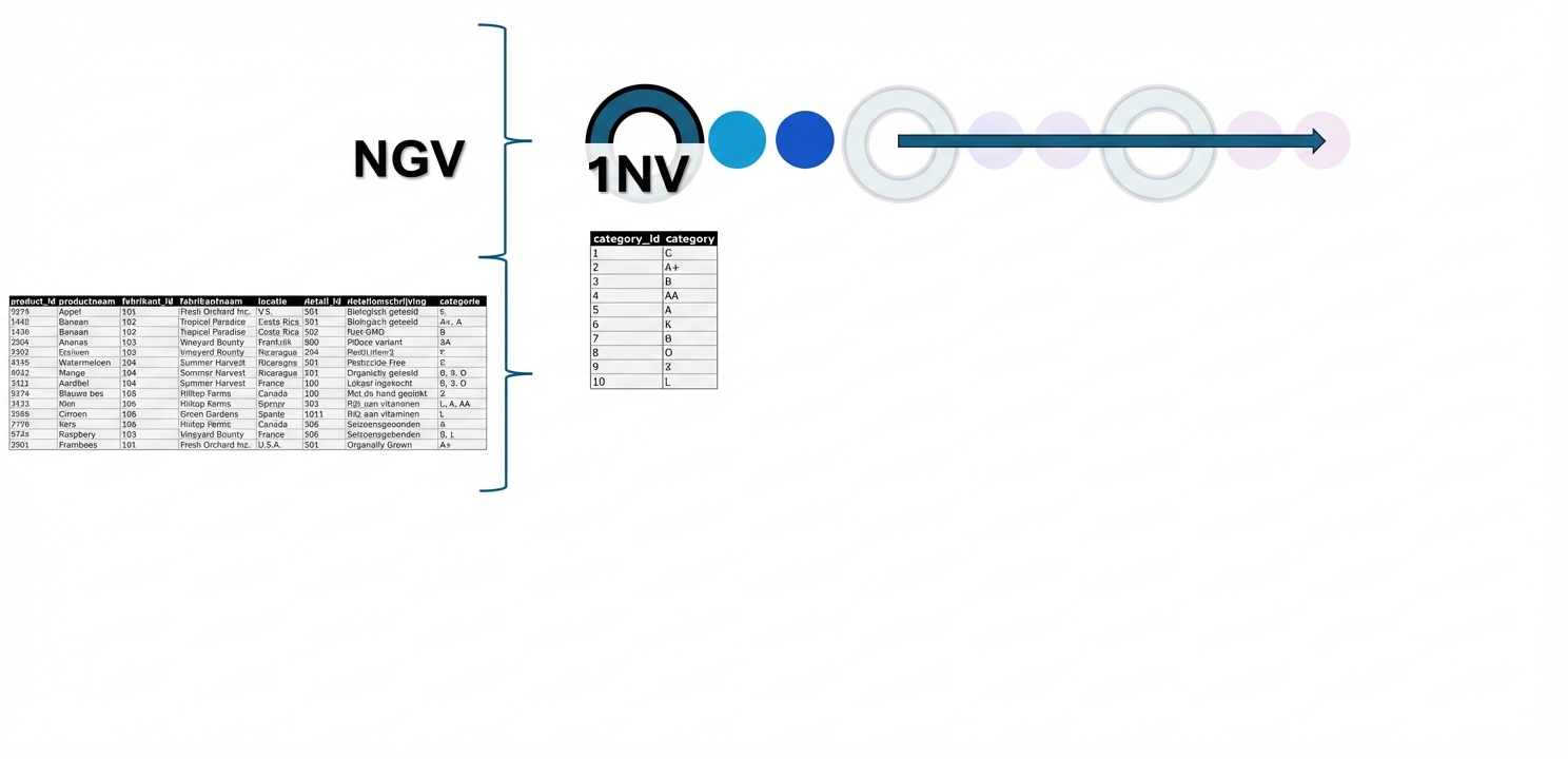 All products-data, van UNF naar 1NF