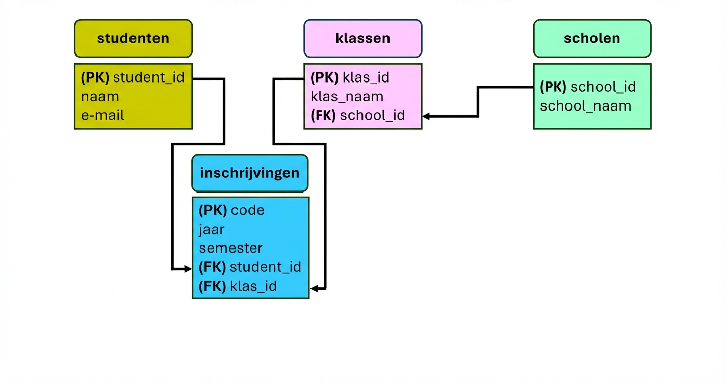 Definitief ER-model voor de hogeschool