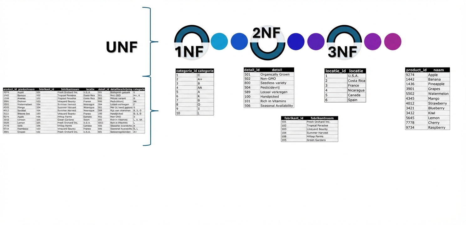 All products-data, van UNF naar 3NF