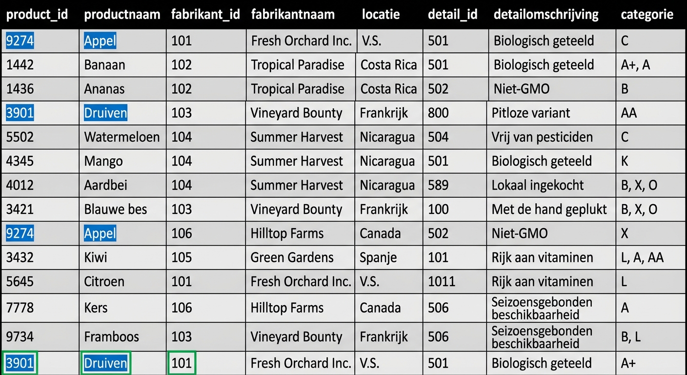 Productafwijkingen gemarkeerd