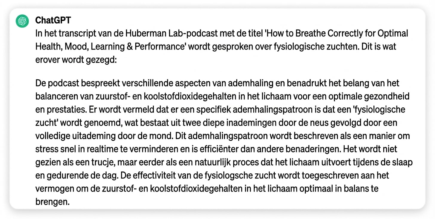 ChatGPT’s antwoord op de prompt om te parafraseren uit een transcript