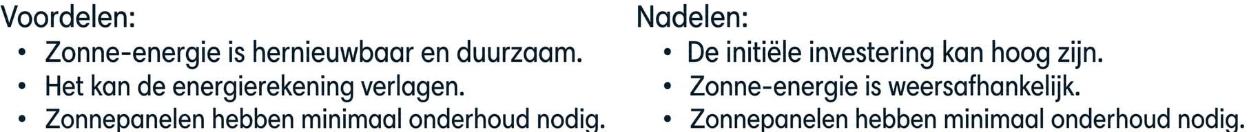 Lijst met nadelen