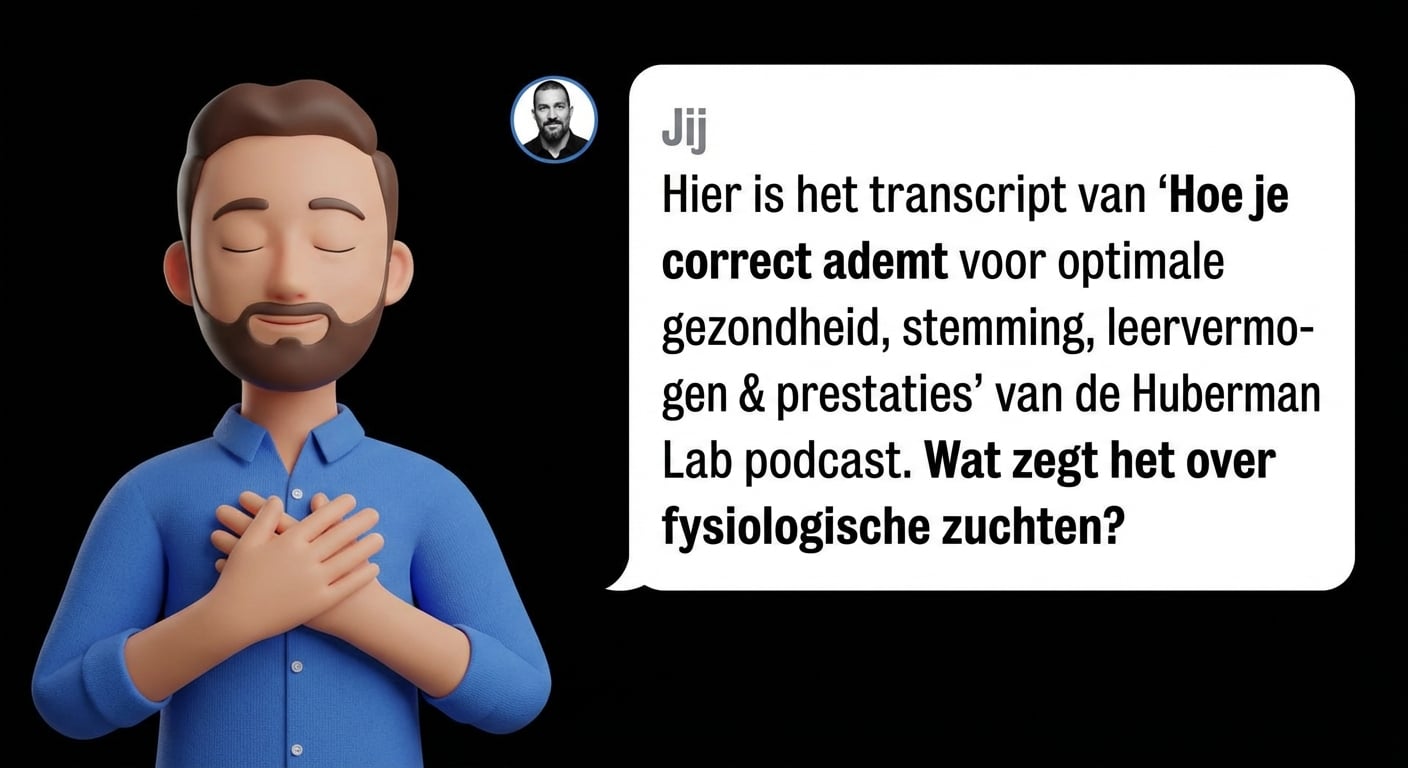 Prompt die de chatbot vraagt kernpunten uit een transcript samen te vatten.