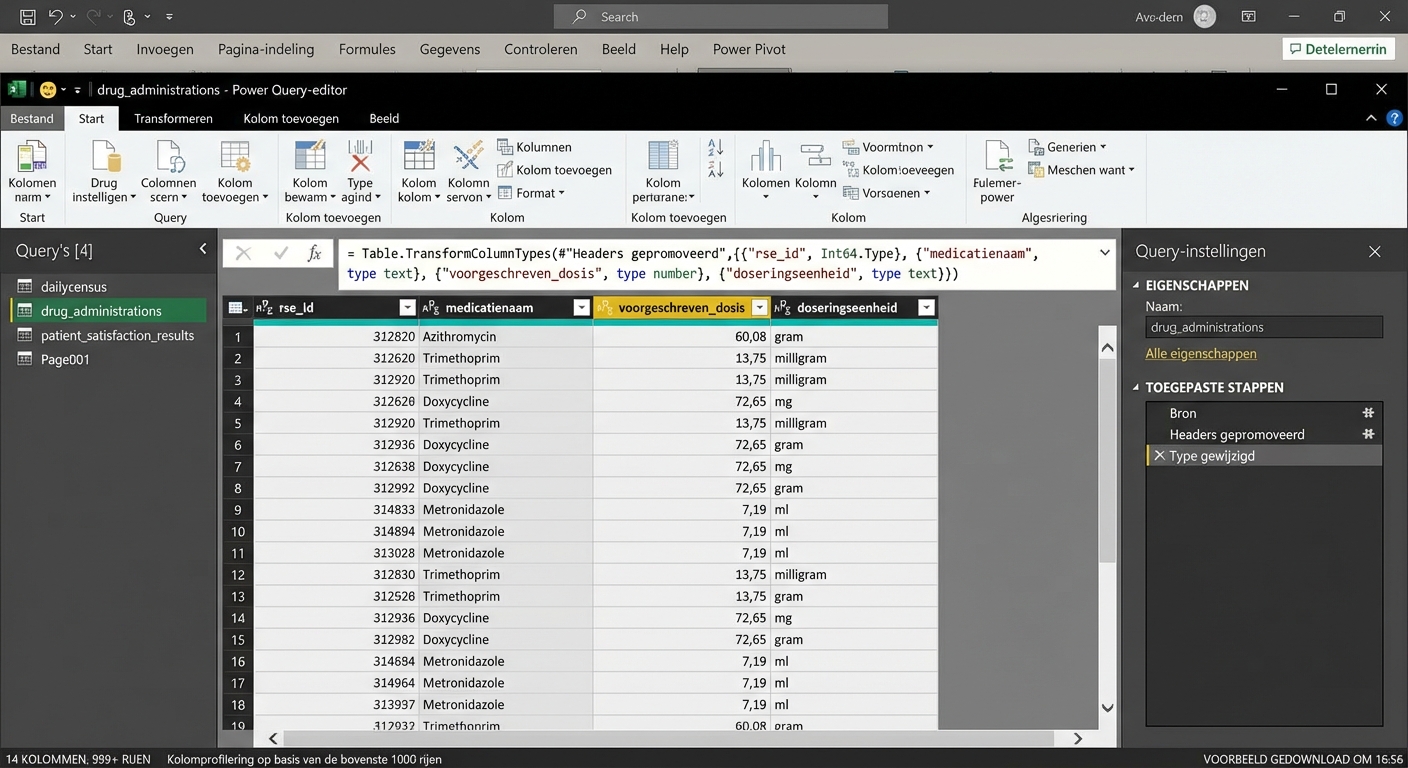 Venster van Excel Power Query