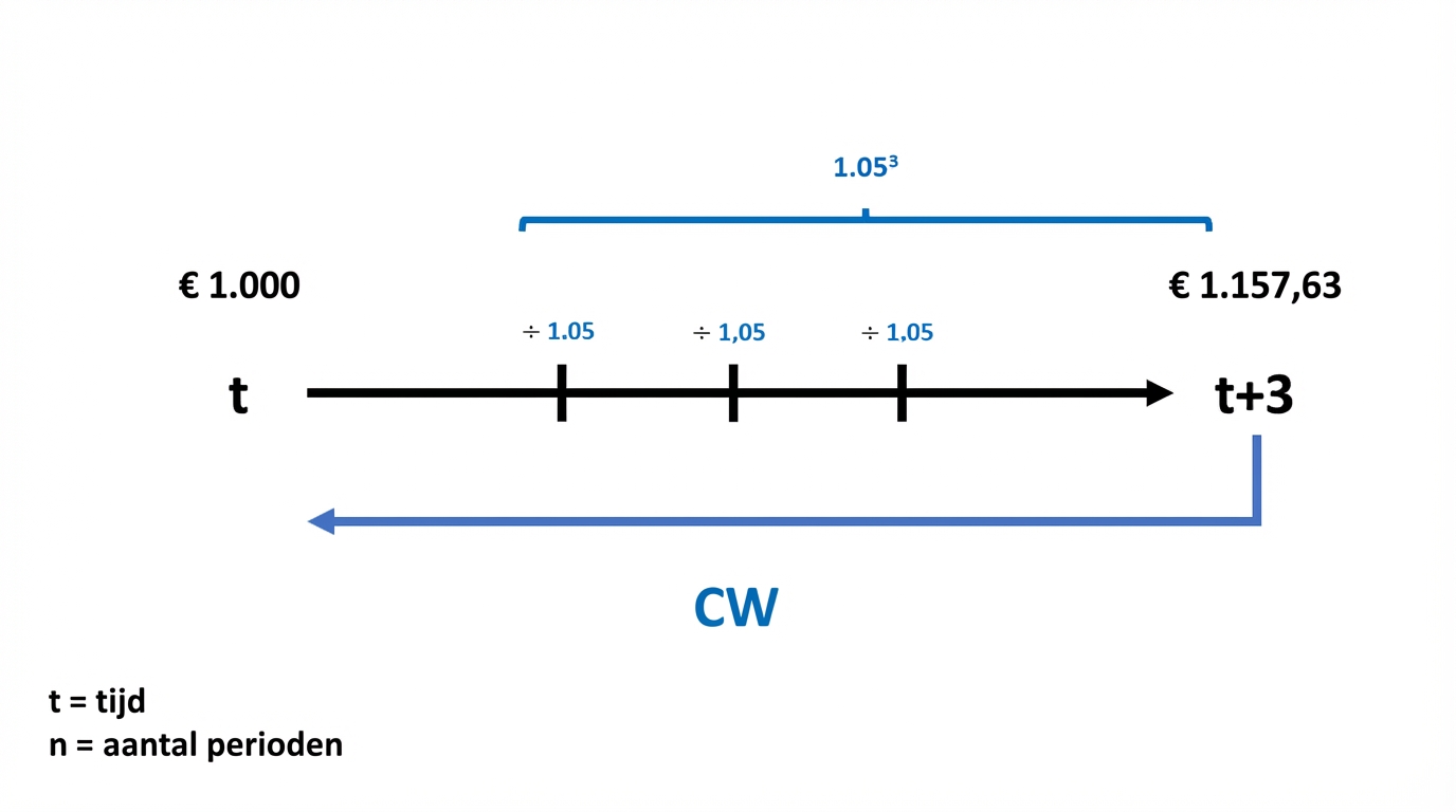 voorbeeld van contantewaardeberekening op tijdlijn